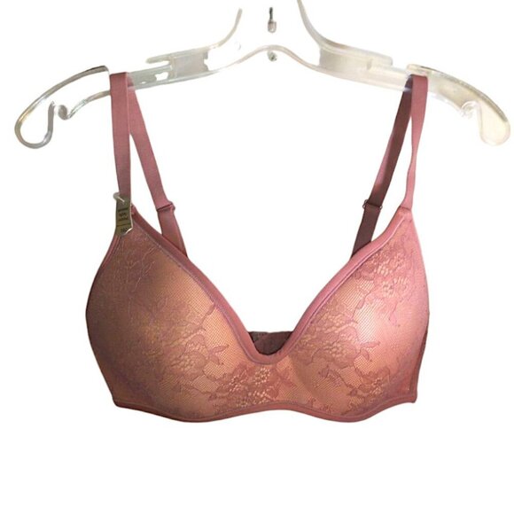 🍒NWT Sophie b. Lightly Padded Floral Lace Wirefree Bra in Dusty Pink Barbiecore - Picture 1 of 16